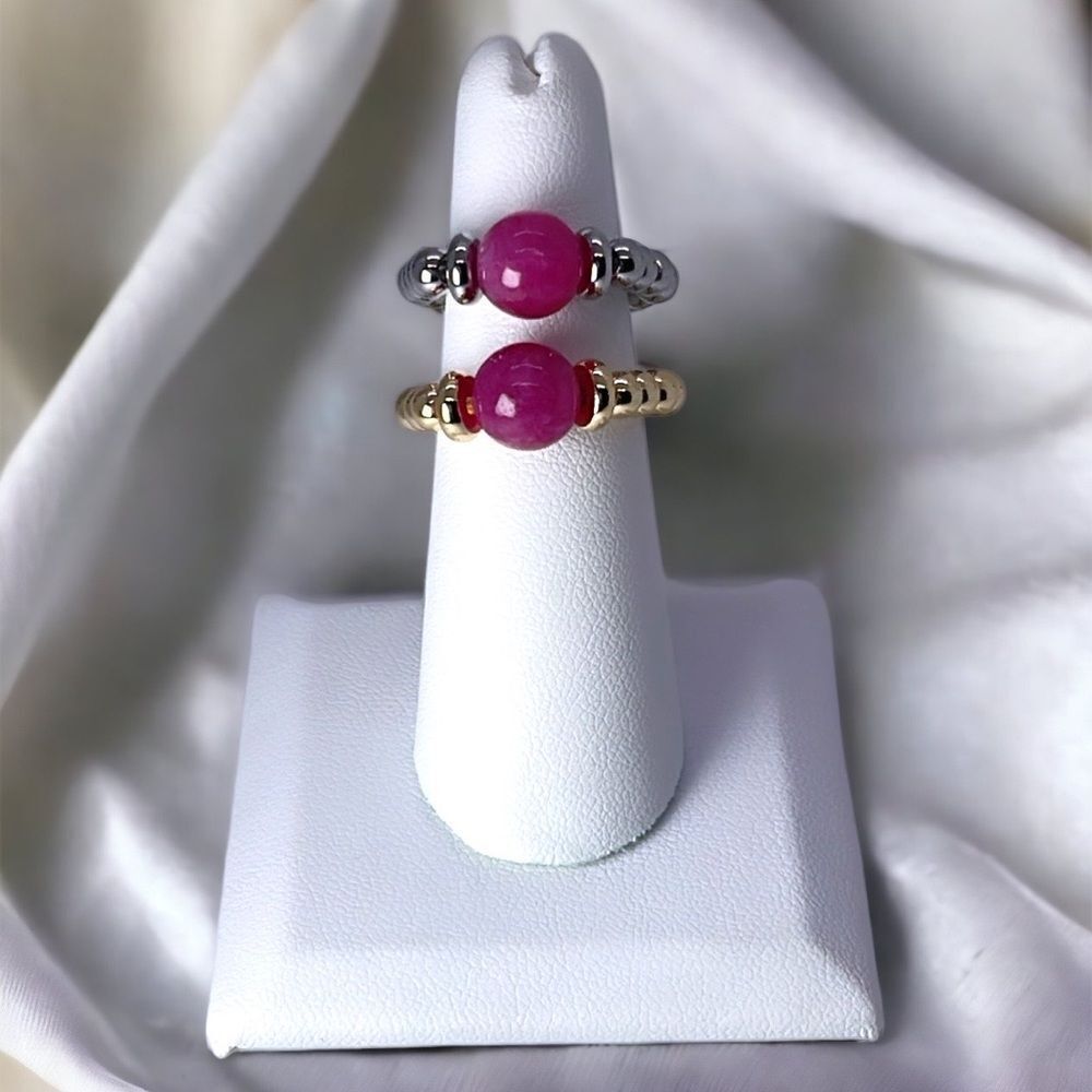 NWT Wool + Pepper Co. Tourmaline Gemstone Beaded Ring with Gold OR Silver